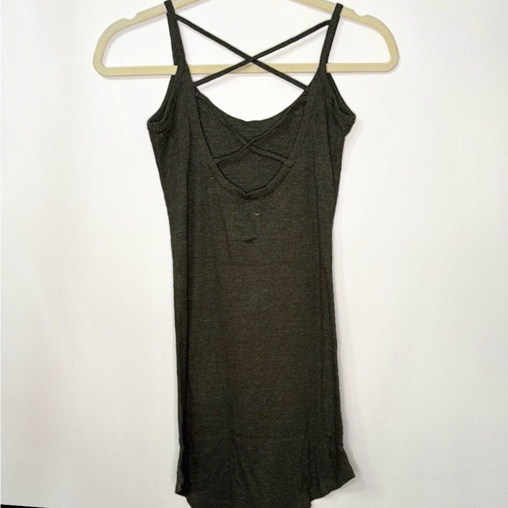 Chaser Olive Green Ribbed Tank Top Dress NWT - Picture 2 of 7
